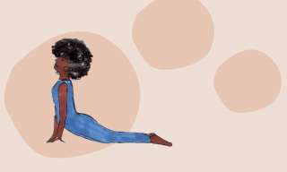 Die Illustration zeigt eine Frau beim Yoga.
